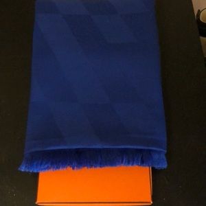 Hermès Royal Blue Cashmere & Silk Scarf Shawl